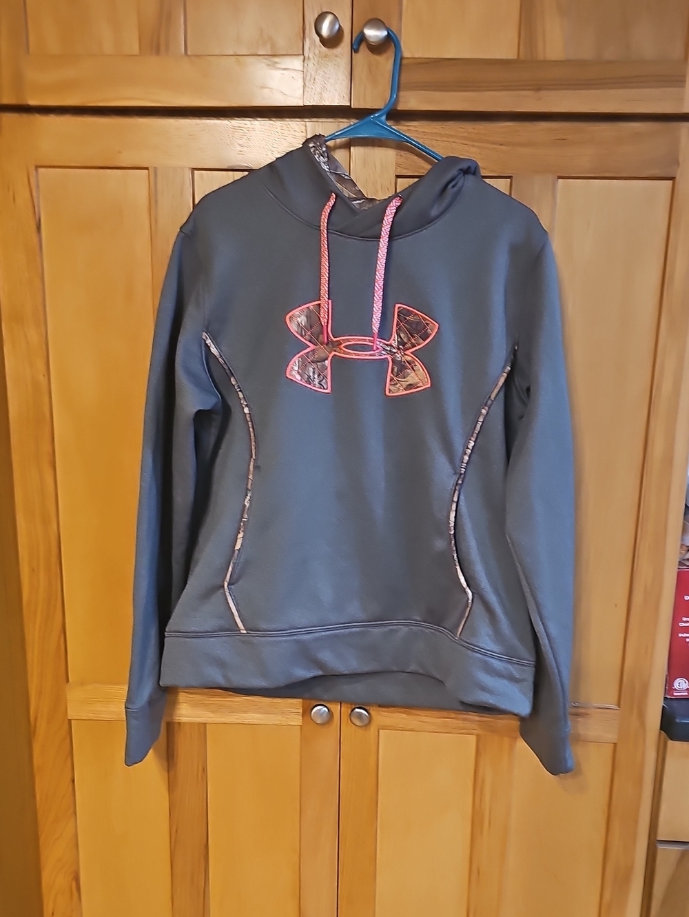 Under Armour Gray Hoodie with Pink Logo and Trim